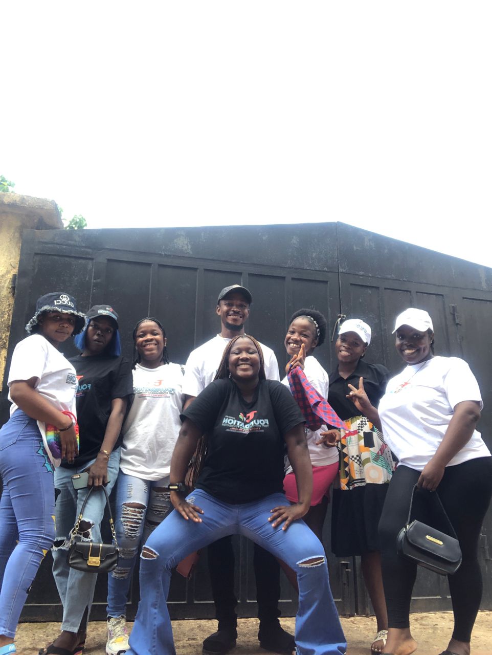 The volunteer team gathering before a community distribution.