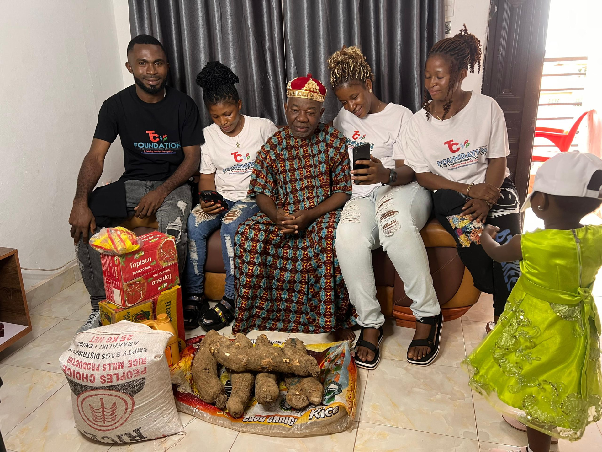 Staple foods delivered and received in the community.